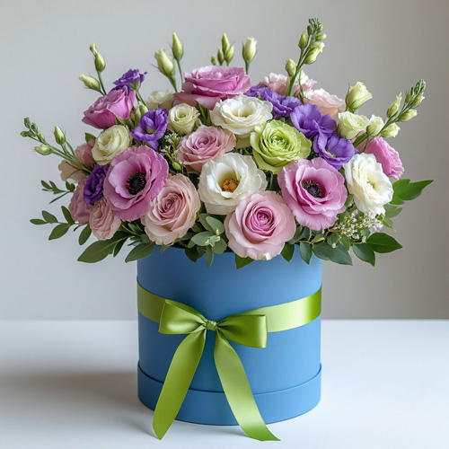 "Шелковые лепестки". Композиция в коробке